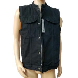 IMPRESHUNZ Men's Motorcycle SOA Club Style Black Denim Vest inside Gun Pockets M